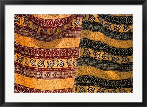 Framed Fiji, Yasawa Islands Colorful fabrics with prints Print