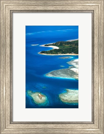 Framed Aerial of Maolo Island, Mamanuca Islands, Fiji Print