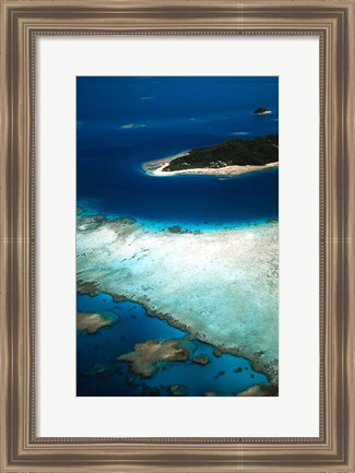 Framed Aerial of Castaway Island, Mamanuca Islands, Fiji Print