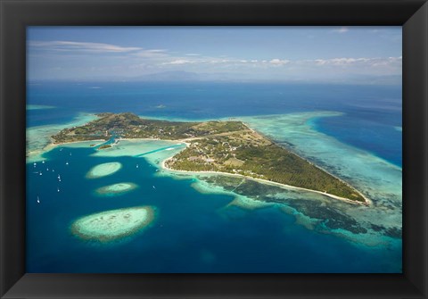 Framed Coral reef and Malolo Lailai Island, Mamanuca Islands, Fiji Print