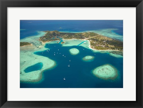 Framed Coral reef and Malolo Lailai Island, Fiji Print