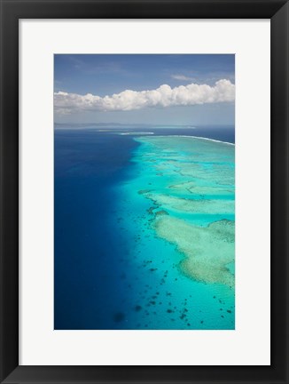 Framed Ariel View of Malolo Barrier Reef and Malolo Island, Fiji Print