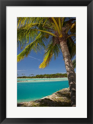 Framed Palm trees and lagoon entrance, Musket Cove Island Resort, Fiji Print