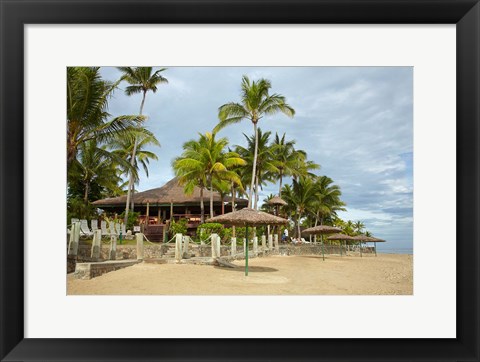 Framed Beach at Outrigger on the Lagoon Resort, Coral Coast, Fiji Print