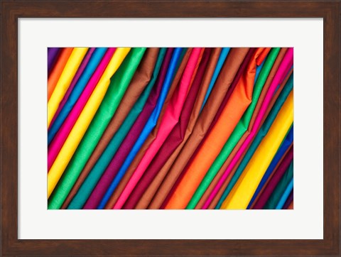 Framed Brightly colored material at Suva Flea Market, Suva, Viti Levu, Fiji Print