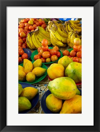 Framed Pawpaw/Papaya, tomatoes and bananas, Sigatoka Produce Market, Sigatoka, Coral Coast, Viti Levu, Fiji Print