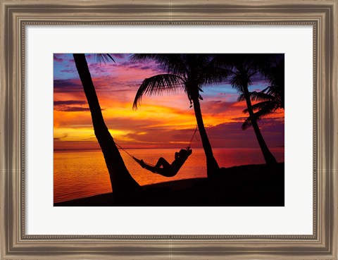 Framed Woman in hammock, Coral Coast, Viti Levu, Fiji Print