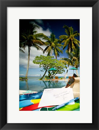 Framed Poolside, Beqa Lagoon Resort, Beqa Island, Fiji Print