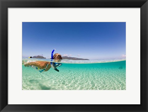 Framed Woman snorkeling, Beqa Island, Fiji Print