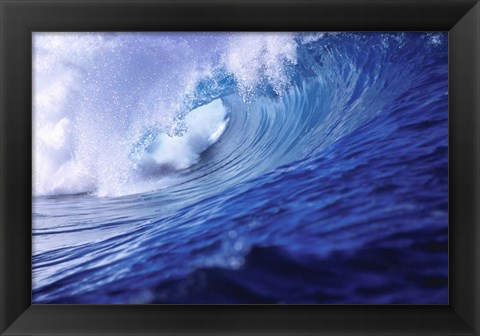 Framed Surfing waves, Fiji Islands Print