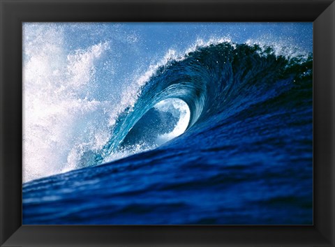 Framed Fiji Islands, Tavarua, Cloudbreak, Surfing waves Print