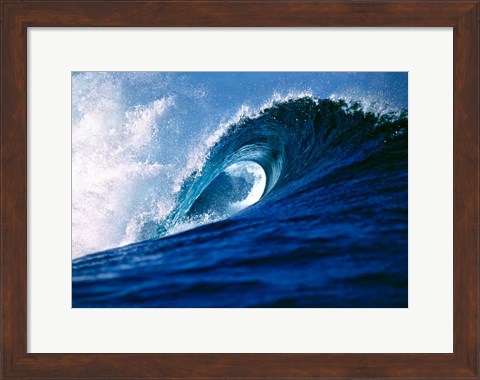 Framed Fiji Islands, Tavarua, Cloudbreak, Surfing waves Print