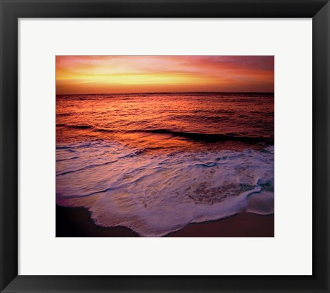 Framed Fiji Islands, Tavarua, Colorful sunset Print