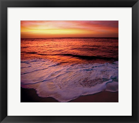 Framed Fiji Islands, Tavarua, Colorful sunset Print