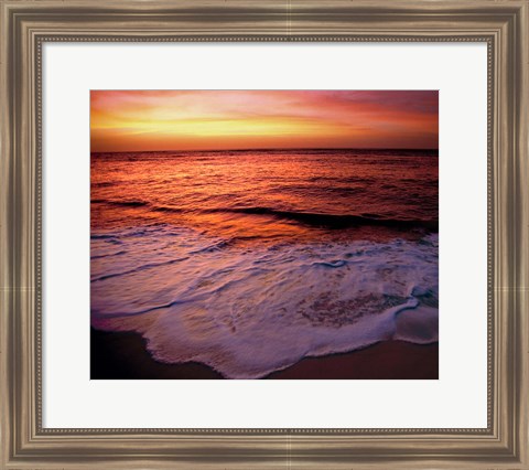 Framed Fiji Islands, Tavarua, Colorful sunset Print