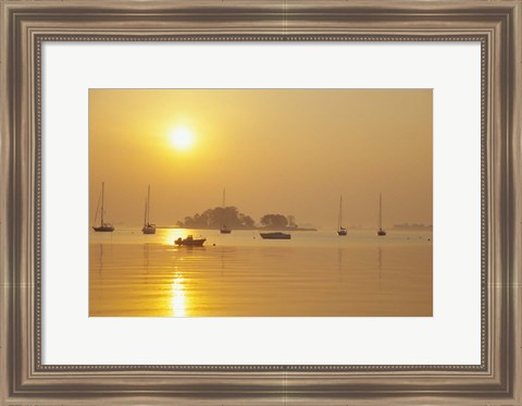Framed Tavern Island at Sunrise, Rowayton, Connecticut Print