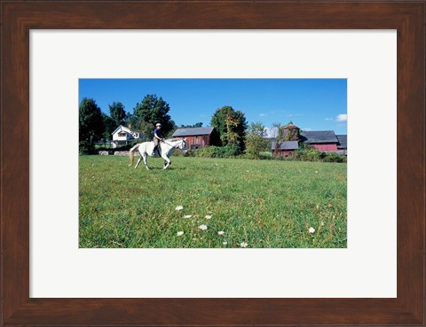 Framed Woman Riding Horseback on Skiff Mountain, Litchfield Hills, Connecticut Print