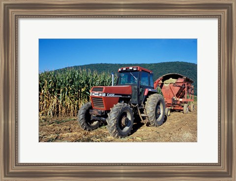 Framed Tractor and Corn Field in Litchfield Hills, Connecticut Print