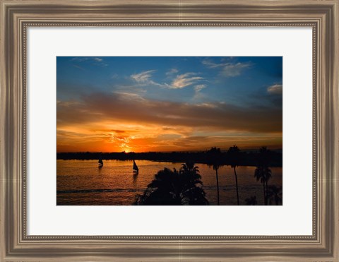 Framed Falukas and sightseers, Nile River, Luxor, ancient Thebes Print