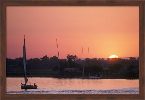 Framed Traditional Egyptian Falucca, Nile River, Luxor, Egypt Print