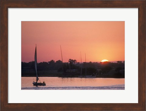 Framed Traditional Egyptian Falucca, Nile River, Luxor, Egypt Print