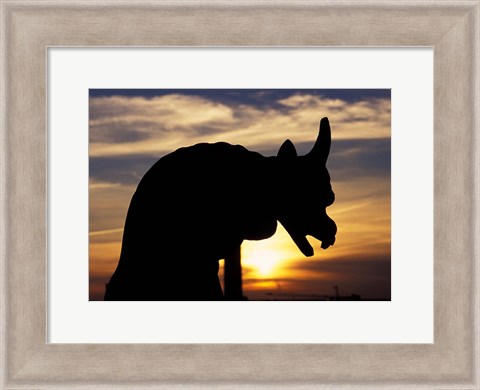 Framed France, Paris Notre Dame Cathedral, gargoyle Print