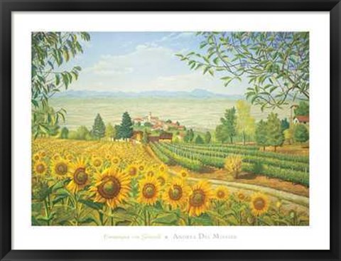 Framed Campagna con Girasoli Print