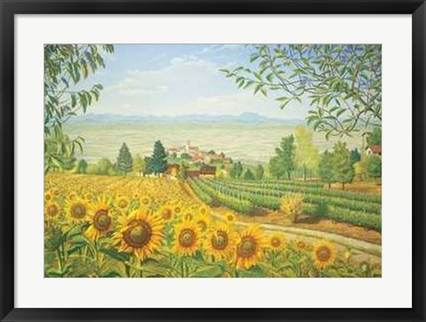 Framed Campagna con Girasoli Print