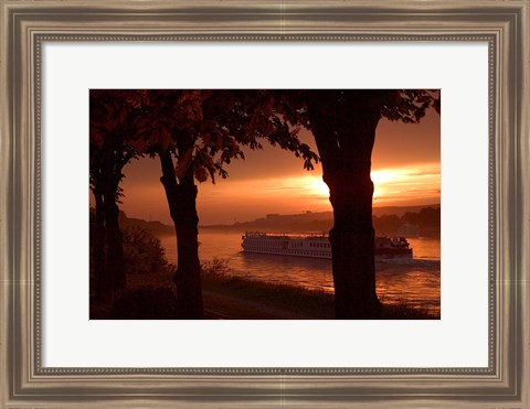 Framed Sunset, Cruise ship, Danube River, Bratislava, Slovakia Print