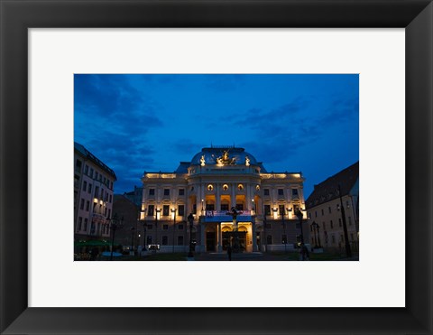 Framed Night view of Bratislava Opera House, Slovakia Print