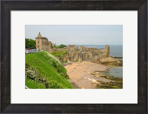 Framed Coastline Beach and Ruins of St Andrews, Scotland Print