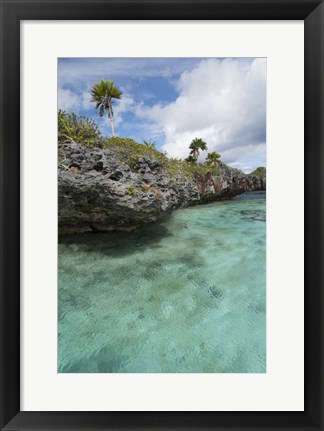 Framed Scenic lagoon located inside volcanic caldera, Fiji Print