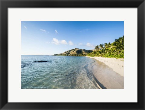 Framed White sandy beach, Oarsman Bay, Yasawa, Fiji Print