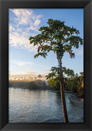 Framed Sunset over the beach, Nacula island, Yasawa, Fiji, South Pacific Print