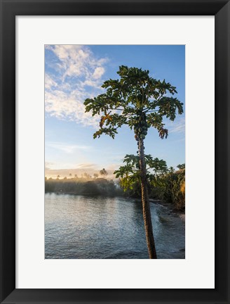 Framed Sunset over the beach, Nacula island, Yasawa, Fiji, South Pacific Print