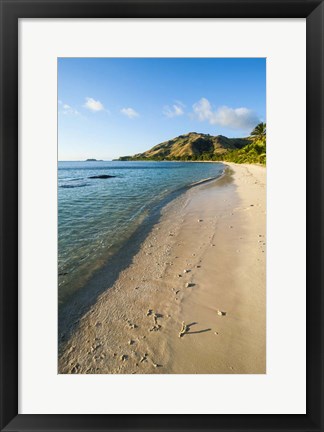 Framed White sandy beach, Oarsman Bay, Yasawa, Fiji, South Pacific Print