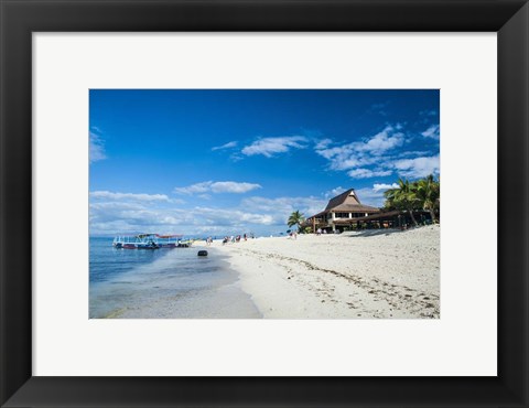 Framed Beach restaurant on Beachcomber Island, Mamanucas Islands, Fiji, South Pacific Print