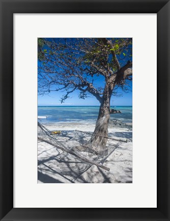 Framed Hammock on the beach of a resort, Nacula Island, Yasawa, Fiji, South Pacific Print