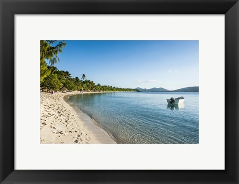 Framed White sand beach, Oarsman Bay, Yasawa, Fiji, South Pacific Print