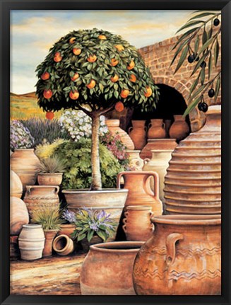 Framed Orange Topiary Print