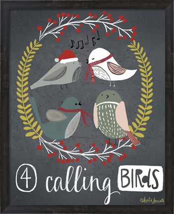Framed 4 Calling Birds Print