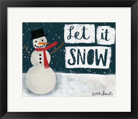 Framed Night Snowman Print