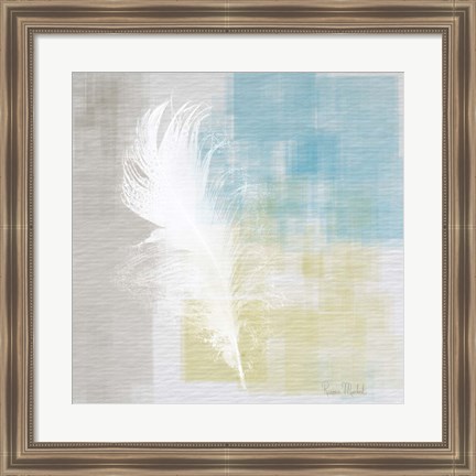 Framed White Feather Abstract I Print