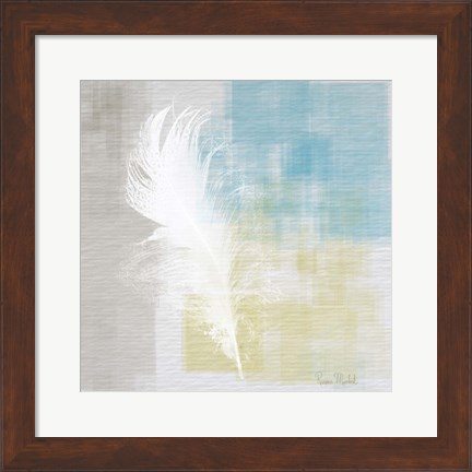 Framed White Feather Abstract I Print