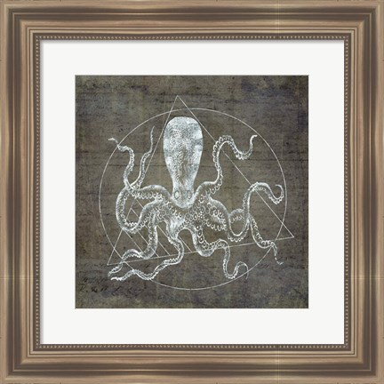 Framed Octopus Geometric Silver Print