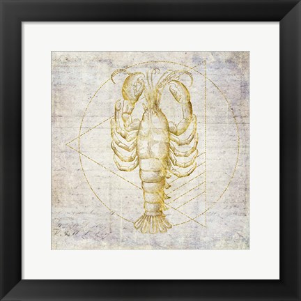 Framed Lobster Geometric Gold Print