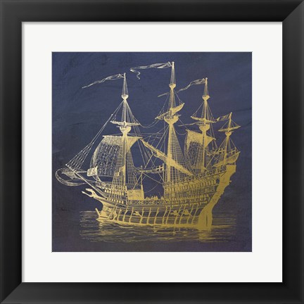 Framed Gold Ship Print