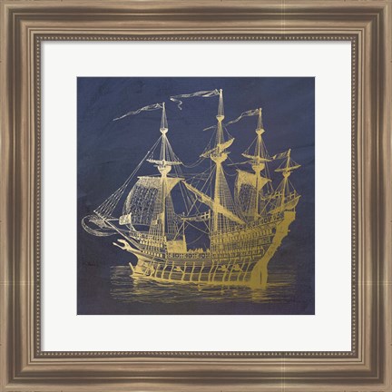 Framed Gold Ship Print