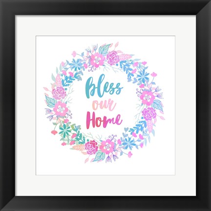 Framed Bless Our Home -Pastel Print