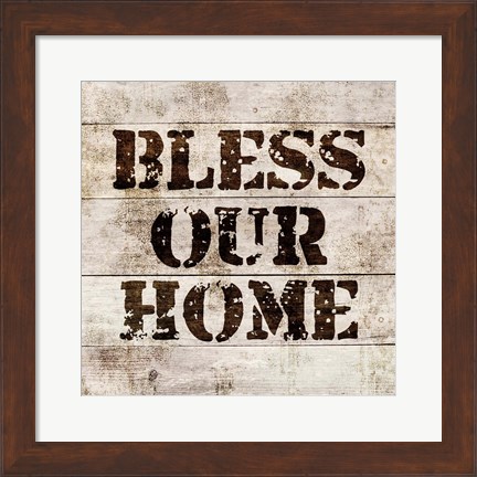 Framed Bless Our Home In Wood Print